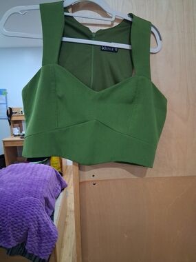 Style & Co. Olive Green Structured Crop Tank